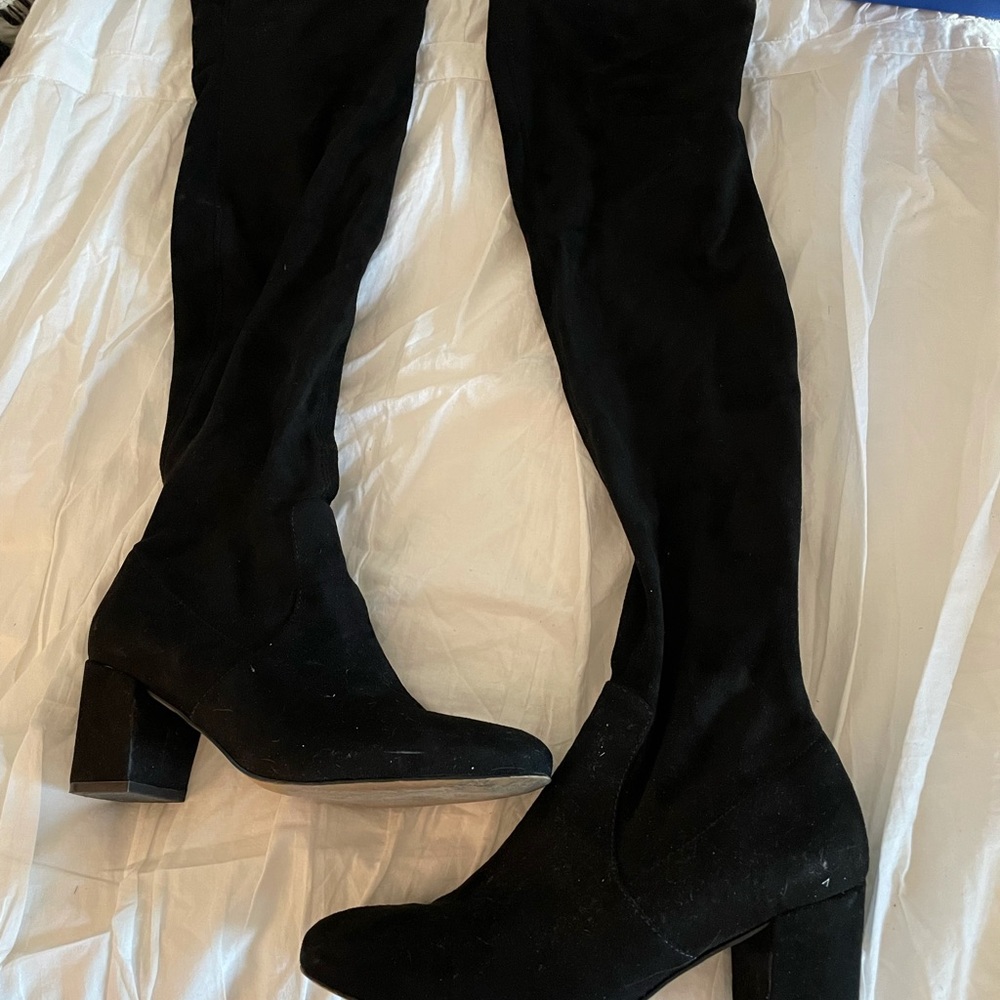Black suede over the knee boots
